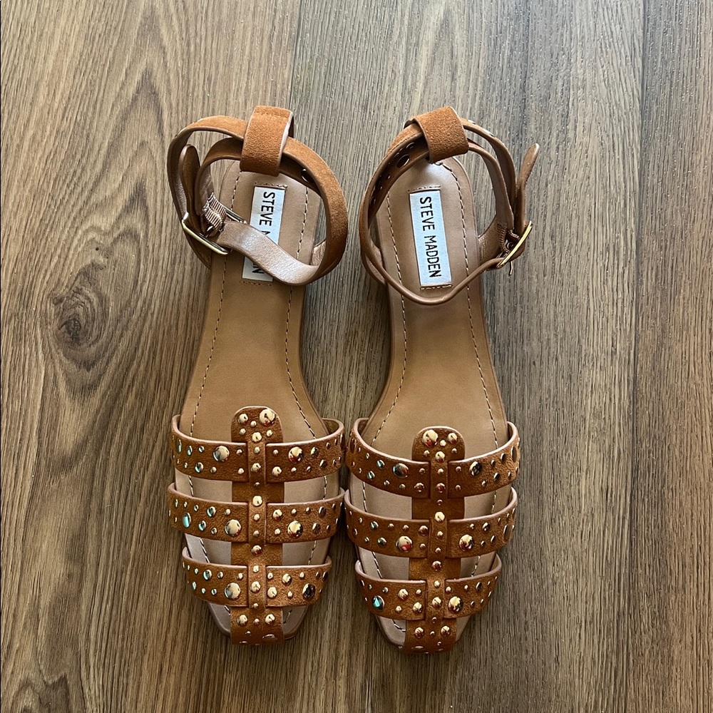 Steve Madden Tan Multi-Stud Gladiator Sandals